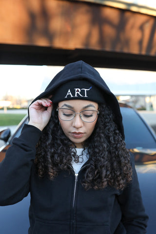 ART BEANIE ~Ebony Black/White~